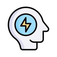 A head with a lightning bolt, symbolizing innovative thinking vector