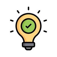 Lightbulb with a check mark, indicating an approved idea vector