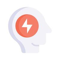 A head with a lightning bolt, symbolizing innovative thinking vector