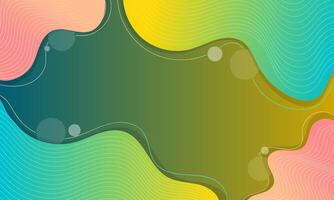 Abstract Green Background with Colorful Wavy Shapes and Geometric Elements vector