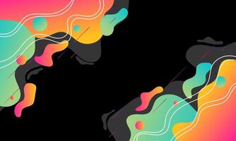 Abstract Colorful Shapes and Lines on a Black Background vector