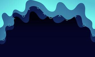Abstract Blue and Black Wavy Background with Geometric Shapes vector