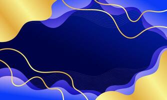 Abstract Background with Wavy Shapes, Golden Lines, and Blue Gradient vector