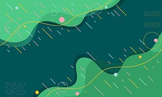 Abstract Background with Green Wavy Shapes and Colorful Geometric Elements vector
