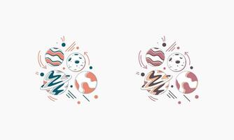 Two Sets of Stylized Planets with Orbiting Moons and Rings vector