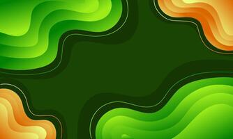 Abstract Green and Orange Wavy Design with Dark Green Background vector