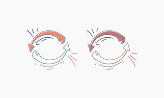 Two Circular Arrows with Curved Lines and White Background vector