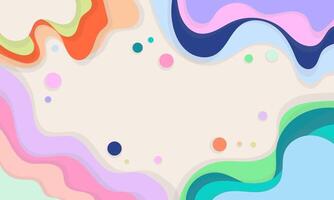 Abstract Background with Wavy Lines and Colorful Circles vector