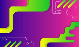 Abstract geometric background with green and yellow shapes on a purple gradient vector