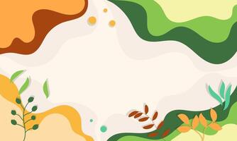 Abstract Background with Green, Yellow, Orange and Brown Wavy Shapes and Leaves vector