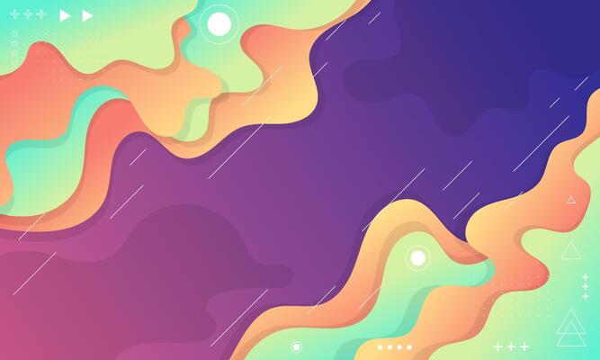 Abstract Gradient Background with Wavy Shapes and Geometric Elements