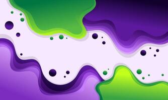 Abstract Background with Green and Purple Wavy Shapes and Scattered Circles vector