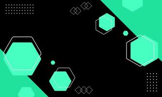 Abstract Geometric Design with Green Hexagons and White Outlines on Black Background vector
