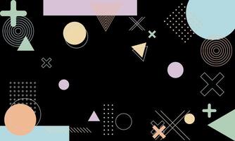 Abstract geometric pattern with pastel colors on black background vector