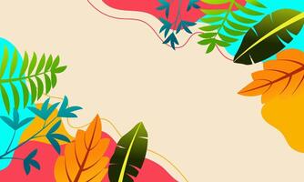 Abstract Tropical Leaf Pattern with Swirling Lines and Colorful Shapes vector