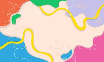 Abstract Colorful Background with Curved Lines and Leaf Motifs vector