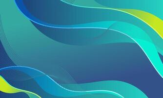 Abstract Blue and Green Wavy Background with Fine Lines vector