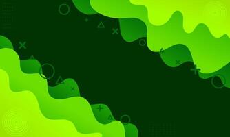 Abstract Green and Yellow Wavy Background with Geometric Shapes vector