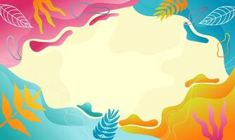 Abstract Background with Colorful Fluid Shapes and Tropical Leaves vector