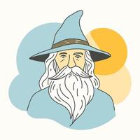 A wizard with a long beard and hat vector