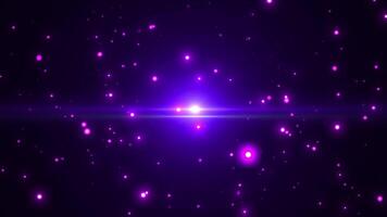 Abstract space scene with flying bright particles of light and stardust. Space jump effect video