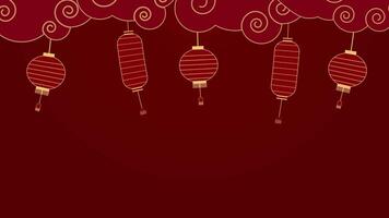Chinese New Year Background With Swaying Lantern And Clouds. video