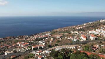 Panoramic view of the city of Canico, the expressway and the tunnel on a sunny day video