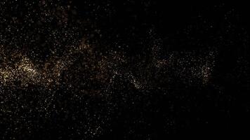 Animation of abstract golden glowing glitter particles. Flying bright dots and dust particles on a dark background video
