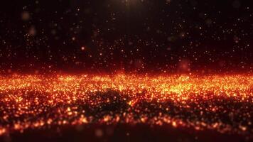The orange light from the dust particles creates a beautiful bokeh. elegant abstract background with light particles. Abstract background particles. Seamless video