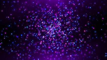Abstract background of magic dust particles, flying glowing dots, shiny bright bokeh dots, beautiful nebula, fairy dust, seamless loop, 4K. video