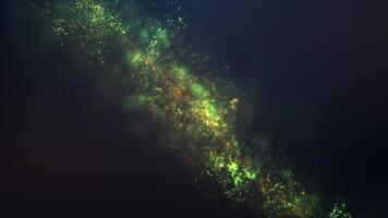 Abstract background of magic dust particles, particles glow and move with wave energy, glitter bright bokeh dots, beautiful nebula, fairy dust video
