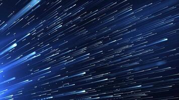 Abstract blue digital chaastic lines background. Visualization of big data particle flow or network connection. 4K animation, seamless loop, computer technology concept. video