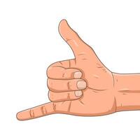 Realistic hand gesture, call me. Shaka. Calling hand sign. Isolated on a white background vector