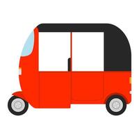 Illustration of an orange auto rickshaw, a type of transportation vehicle commonly found in India, side view, isolated on a white background vector