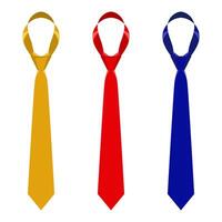 Set of colored ties isolated on white background. Vintage men's accessory tie. Illustration vector