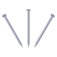 Illustration set of 3 nails in different positions isolated on white background. Carpentry tools vector