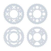 Set of gear wheels, retro vintage cogwheels collection featuring four gears with different designs. Illustration. Isolated on white background vector