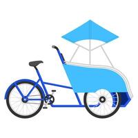 Illustration of a blue rickshaw, side view, a vehicle commonly found in Indonesia, isolated on a white background vector