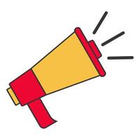 Flat design of a megaphone isolated on white background. Loudspeaker side view. Illustration. Advertising and business promotion symbol and icon vector
