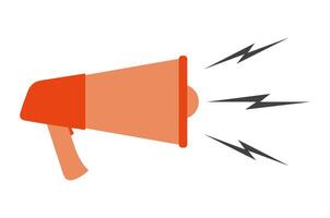 Orange megaphone, an illustration typically used for advertising, isolated on a white background. Side view of a loudspeaker vector