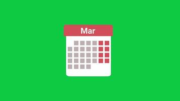 Calendar Changing from Months January February to December with greenscreen video