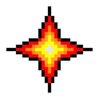 Sparkling red star in pixel art style vector