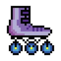 Roller skating sport in pixel art style vector