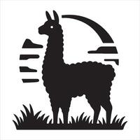 Clipart of a llama silhouette on a white backdrop vector