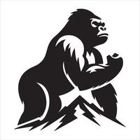 A simple, Gorilla-style graphic silhouette set against a white, black backdrop vector