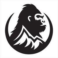 Eastern Gorilla Graphic Template Set in Black and White for Cutting and Printing vector