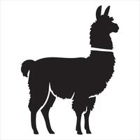 A transparent background with a dark silhouette of a llama vector