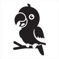 An illustration of a parrot's silhouette on a branch vector