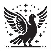 A lovely graphic artwork of a dove bird soaring, isolated on a white backdrop vector