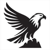 Drawing in black and white with a flying eagle in hand vector